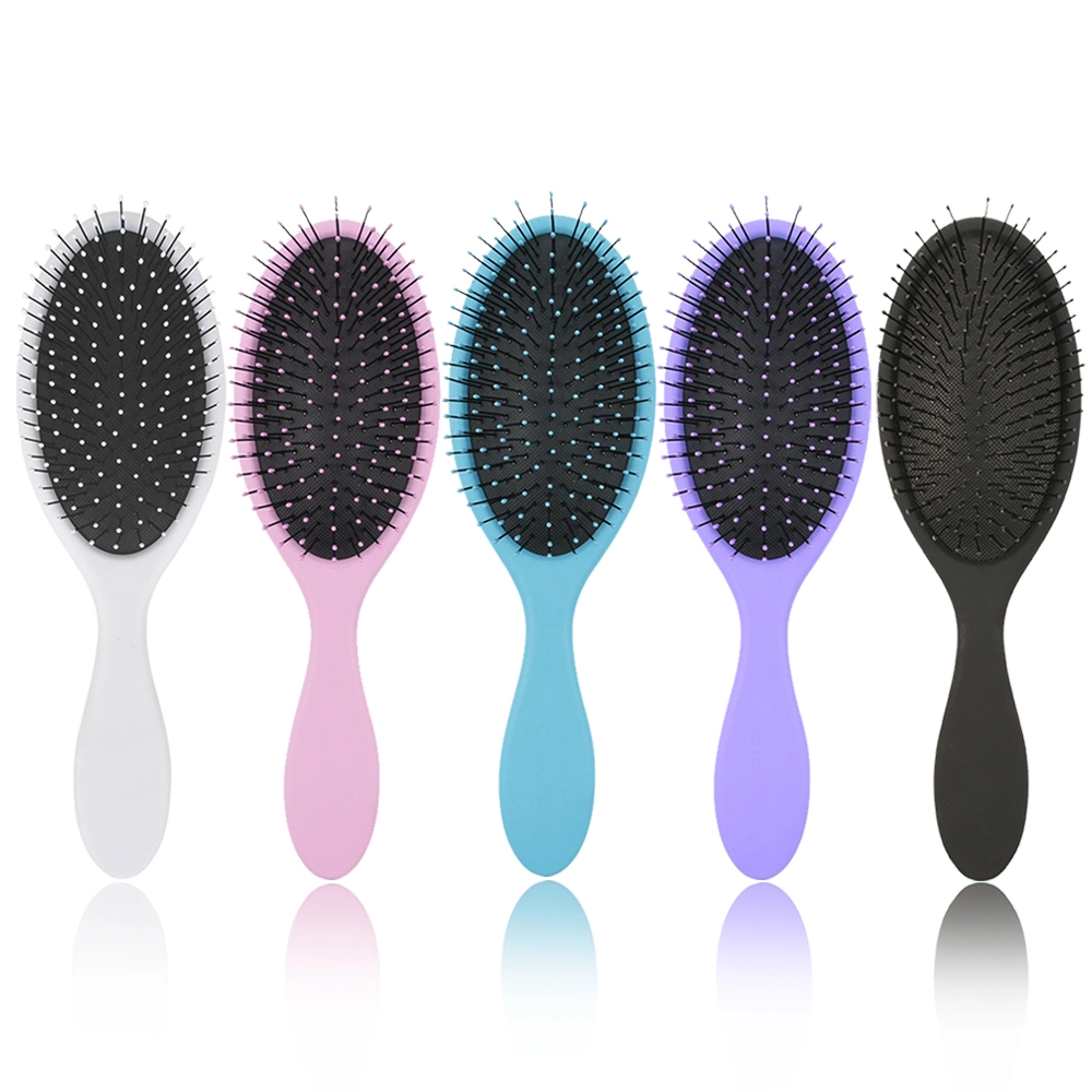 Custom Logo Premium Quality Wholesale Pink Thick Soft Nylon Bristle Detangling Curly Wet and Dry Hair Brush Set PRO for Wig Hair