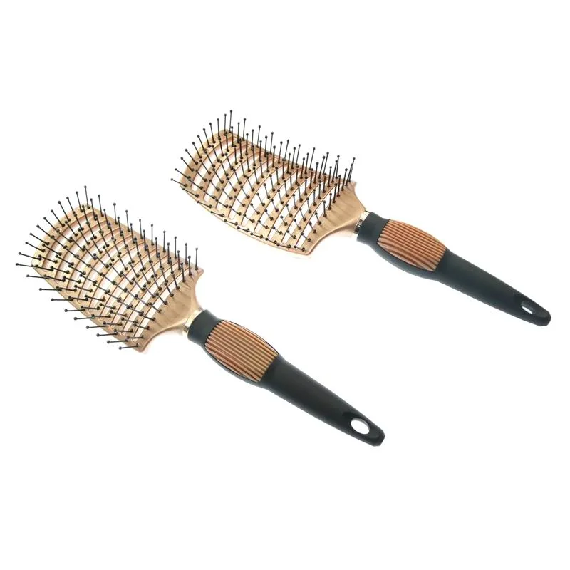 New Design Hair Brush Massage Scalp Nylon Curved Wave Vented No Knotting Curly Hair Brush