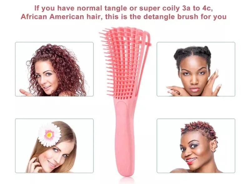 Private Label Comb Detangler Hair Brush Silicon Afro Hair of Wet and Dry