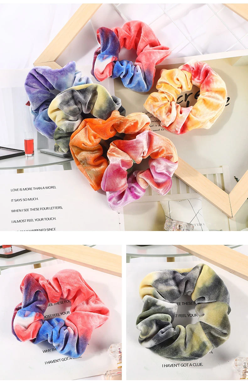 Velvet Hairband Dye Effect Gradual Color Hair Tie Accessories