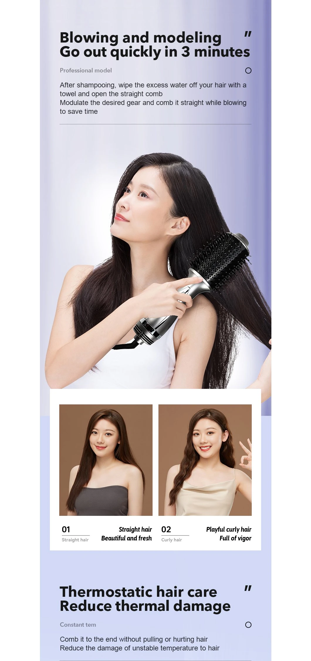 Wet and Dry Dual Purpose Magic Electric Hot Air Comb Multifunction Electronic Hair Straightener Comb Hair Comb Brush