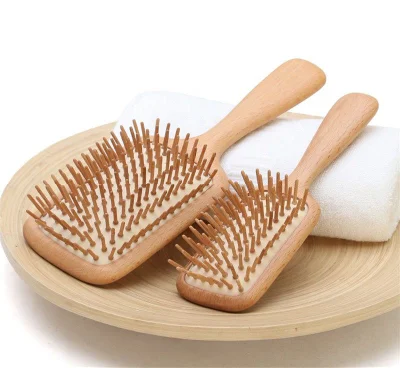 Cepillo de masaje con cojín de madera 100% natural Cepillo de pelo de bambú con paleta personalizada