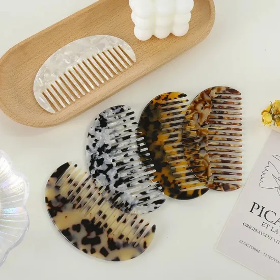 Hoja de ácido acético de moda, peine antiestático, Corea del Sur Ins, bonita herramienta para el cabello, peine de dientes anchos personalizado de mármol de leopardo