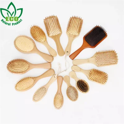 Nuevo Eco Hot Super Air Girls Men Private Label Wet Custom Bamboo Wooden Anti Static Paddle Masaje Desenredante Cepillo para el cabello