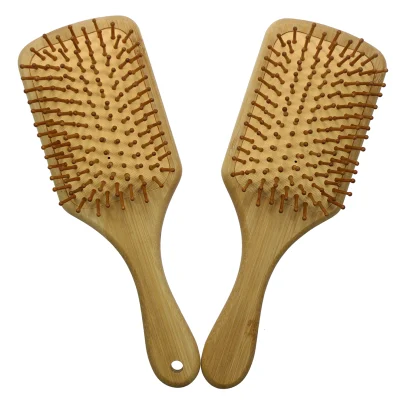 Amazon Hot-Sale-Massage-Hair-Brush-Men Private Label Square Wooden Bamboo Paddle Brush